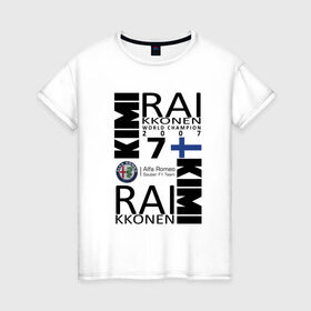 Женская футболка хлопок с принтом Kimi Raikkonen в Белгороде, 100% хлопок | прямой крой, круглый вырез горловины, длина до линии бедер, слегка спущенное плечо | Тематика изображения на принте: f1 | kimi raikkonen | кими | райкконен | формула 1