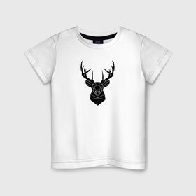 Детская футболка хлопок с принтом Олень в Белгороде, 100% хлопок | круглый вырез горловины, полуприлегающий силуэт, длина до линии бедер | геометрия | животные | олень | рисунок