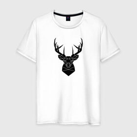 Мужская футболка хлопок с принтом Олень в Белгороде, 100% хлопок | прямой крой, круглый вырез горловины, длина до линии бедер, слегка спущенное плечо. | геометрия | животные | олень | рисунок