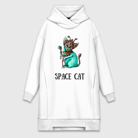 Платье-худи хлопок с принтом Space cat в Белгороде,  |  | cat | space | инопланетянин | киска | космос | кошка