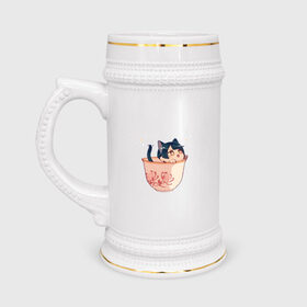 Кружка пивная с принтом Котик Сян Лин в Белгороде,  керамика (Материал выдерживает высокую температуру, стоит избегать резкого перепада температур) |  объем 630 мл | Тематика изображения на принте: арт | кружка | кружка чая | милая девушка | неко | рисунок | сян лин | чашка