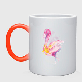Кружка хамелеон с принтом Фламинго рисунок акварелью в Белгороде, керамика | меняет цвет при нагревании, емкость 330 мл | Тематика изображения на принте: africa | afrika | aquarel | bird | fashion | flamingo | paint | painted | pink flamingo | summer | watercolor | watercolour | акварельный рисунок | африка | красками | краски | лето | мода | нарисованный фламинго | птица | розовый фламинго | 