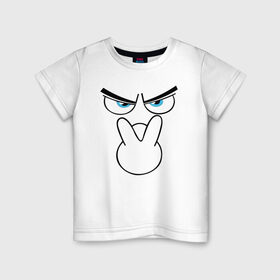 Детская футболка хлопок с принтом Сердитый смайл в Белгороде, 100% хлопок | круглый вырез горловины, полуприлегающий силуэт, длина до линии бедер | веселье | выражение лица | гнев | комизм | мультфильм | рожа | рожица | указывание | эмоции