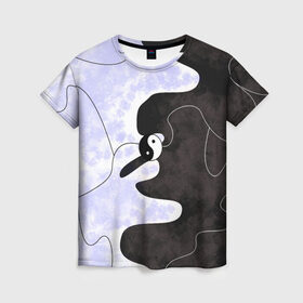 Женская футболка 3D с принтом Инь-Янь в Белгороде, 100% полиэфир ( синтетическое хлопкоподобное полотно) | прямой крой, круглый вырез горловины, длина до линии бедер | yin yang | бесконечность | гармония | инь янь | противоположность