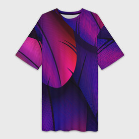 Платье-футболка 3D с принтом Фиол Перья в Белгороде,  |  | минимализм | перья | перья павлина | рисунок | фиолетовые перья