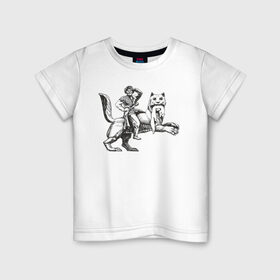 Детская футболка хлопок с принтом Верхом на Бабре в Белгороде, 100% хлопок | круглый вырез горловины, полуприлегающий силуэт, длина до линии бедер | Тематика изображения на принте: бабр | байкал | сибирь