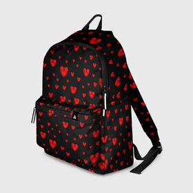 Рюкзак 3D с принтом Красные сердца в Белгороде, 100% полиэстер | лямки с регулируемой длиной, сверху петелька, чтобы рюкзак можно было повесить на вешалку. Основное отделение закрывается на молнию, как и внешний карман. Внутри два дополнительных кармана, один из которых закрывается на молнию. По бокам два дополнительных кармашка | heart | love | red | red hearts. | градиент | день святого валентина | красные сердечки | красный | любовь | много сердечек | перламутр | сердце