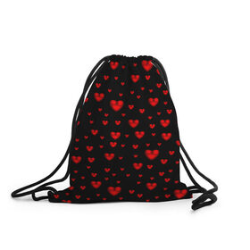 Рюкзак-мешок 3D с принтом Красные сердца в Белгороде, 100% полиэстер | плотность ткани — 200 г/м2, размер — 35 х 45 см; лямки — толстые шнурки, застежка на шнуровке, без карманов и подкладки | heart | love | red | red hearts. | градиент | день святого валентина | красные сердечки | красный | любовь | много сердечек | перламутр | сердце