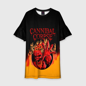 Детское платье 3D с принтом Cannibal Corpse | Труп Каннибала (Z) в Белгороде, 100% полиэстер | прямой силуэт, чуть расширенный к низу. Круглая горловина, на рукавах — воланы | cannibal | cannibal corpse | corpse | death metal | deathgrind | алекс уэбстер | брутальный дэт метал | дэт метал | дэтграйнд | пол мазуркевич | роб барретт | труп каннибала