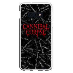 Чехол для Samsung S10E с принтом Cannibal Corpse | Songs (Z) в Белгороде, Силикон | Область печати: задняя сторона чехла, без боковых панелей | cannibal | cannibal corpse | corpse | death metal | deathgrind | алекс уэбстер | брутальный дэт метал | дэт метал | дэтграйнд | пол мазуркевич | роб барретт | труп каннибала