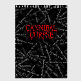 Скетчбук с принтом Cannibal Corpse | Songs (Z) в Белгороде, 100% бумага
 | 48 листов, плотность листов — 100 г/м2, плотность картонной обложки — 250 г/м2. Листы скреплены сверху удобной пружинной спиралью | cannibal | cannibal corpse | corpse | death metal | deathgrind | алекс уэбстер | брутальный дэт метал | дэт метал | дэтграйнд | пол мазуркевич | роб барретт | труп каннибала