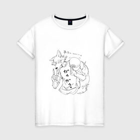 Женская футболка хлопок с принтом Выдающиеся звери Легоси в Белгороде, 100% хлопок | прямой крой, круглый вырез горловины, длина до линии бедер, слегка спущенное плечо | аниме | волк | выдающиеся | заяц | звери | кролик | легоси | луис | олень | сезон | хару