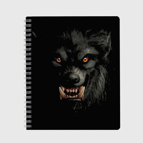 Тетрадь с принтом Оборотень | Werewolf в Белгороде, 100% бумага | 48 листов, плотность листов — 60 г/м2, плотность картонной обложки — 250 г/м2. Листы скреплены сбоку удобной пружинной спиралью. Уголки страниц и обложки скругленные. Цвет линий — светло-серый
 | Тематика изображения на принте: werewolf | волк | зверь | зло | мистика | монстр | оборотень | полнолуние | ужасы