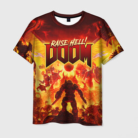 Мужская футболка 3D с принтом DOOM в Белгороде, 100% полиэфир | прямой крой, круглый вырез горловины, длина до линии бедер | doom | doom eternal | part two | the ancient gods | дум | игры | монстры