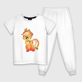 Детская пижама хлопок с принтом My Little Pony - AppleJack в Белгороде, 100% хлопок |  брюки и футболка прямого кроя, без карманов, на брюках мягкая резинка на поясе и по низу штанин
 | Тематика изображения на принте: applejack | friendship | mylittlepony | twilight sparkle | waifu | вайфу | дружба это магия | кони | моя маленькая пони | мультфильм | пони | эплджек