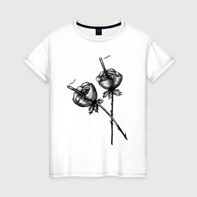 Женская футболка хлопок с принтом Дымящие розы в Белгороде, 100% хлопок | прямой крой, круглый вырез горловины, длина до линии бедер, слегка спущенное плечо | букет | букеты | вредные привычки | дым | зож | огонь | растение | роза | розы | цветок | цветы