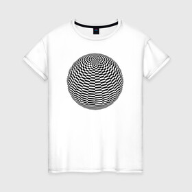 Женская футболка хлопок с принтом Иллюзия (Шар) в Белгороде, 100% хлопок | прямой крой, круглый вырез горловины, длина до линии бедер, слегка спущенное плечо | диско | зрение | иллюзии | обман | полосы | узор | шар | шахматы