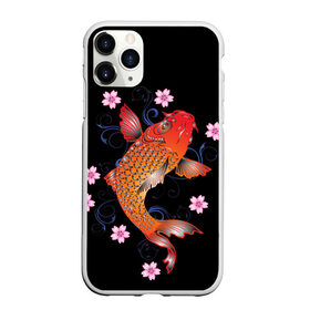 Чехол для iPhone 11 Pro матовый с принтом Карп Кои с Цветами в Белгороде, Силикон |  | fish | japan | koi | животные | иероглифы | карпы | кои | рыбы | цветы | япония