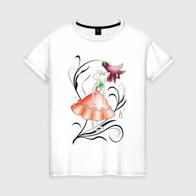Женская футболка хлопок с принтом НЕЖНАЯ МЫШКА в Белгороде, 100% хлопок | прямой крой, круглый вырез горловины, длина до линии бедер, слегка спущенное плечо | гранж | колокольчик | мышка | мышь | растение | ретро | с мышами | цветок