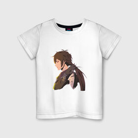 Детская футболка хлопок с принтом Чжун Ли в Белгороде, 100% хлопок | круглый вырез горловины, полуприлегающий силуэт, длина до линии бедер | арт | милый парень | моракс | рисунок | чжун ли