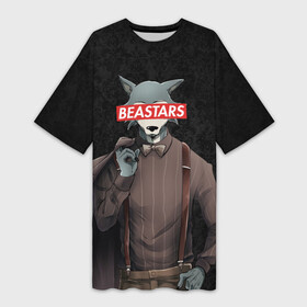 Платье-футболка 3D с принтом Beastars serious в Белгороде,  |  | anime | beastars | hikka | legoshi | legosi | manga | sempai | senpai | wolf | аниме | волк | комикс | легоси | легоши | манга | семпай | сенпаи | сенпай