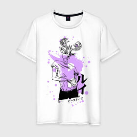 Мужская футболка хлопок с принтом BEASTARS Луи в Белгороде, 100% хлопок | прямой крой, круглый вырез горловины, длина до линии бедер, слегка спущенное плечо. | anime | beastars | louis | manga | аниме | выдающиеся звери | луи | манга | олень