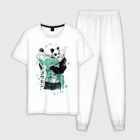 Мужская пижама хлопок с принтом BEASTARS Гохин в Белгороде, 100% хлопок | брюки и футболка прямого кроя, без карманов, на брюках мягкая резинка на поясе и по низу штанин
 | anime | beastars | gouhin | manga | аниме | выдающиеся звери | гохин | манга | панда