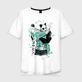 Мужская футболка хлопок Oversize с принтом BEASTARS Гохин в Белгороде, 100% хлопок | свободный крой, круглый ворот, “спинка” длиннее передней части | Тематика изображения на принте: anime | beastars | gouhin | manga | аниме | выдающиеся звери | гохин | манга | панда