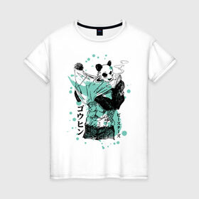Женская футболка хлопок с принтом BEASTARS Гохин в Белгороде, 100% хлопок | прямой крой, круглый вырез горловины, длина до линии бедер, слегка спущенное плечо | anime | beastars | gouhin | manga | аниме | выдающиеся звери | гохин | манга | панда