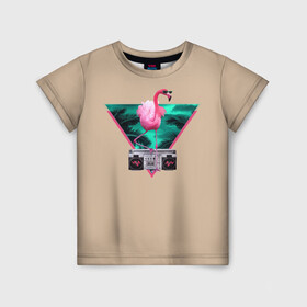 Детская футболка 3D с принтом Фламинго в Белгороде, 100% гипоаллергенный полиэфир | прямой крой, круглый вырез горловины, длина до линии бедер, чуть спущенное плечо, ткань немного тянется | африка | крылья | мода | прикольные | природа | птица | розовый | фламинго | цвет | яркие
