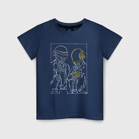 Детская футболка хлопок с принтом Daft Punk в Белгороде, 100% хлопок | круглый вырез горловины, полуприлегающий силуэт, длина до линии бедер | daft punk | дафт панк | дафт панк в шлемах | дафт панк рисунок | электронная музыка