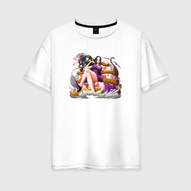 Женская футболка хлопок Oversize с принтом Боа Хэнкок в Белгороде, 100% хлопок | свободный крой, круглый ворот, спущенный рукав, длина до линии бедер
 | anime | boa hancock | kawaii | manga | one piece | waifu | аниме | боа хэнкок | вайфу | кавай | манга