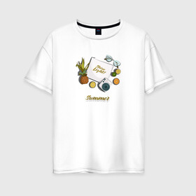 Женская футболка хлопок Oversize с принтом Summer в Белгороде, 100% хлопок | свободный крой, круглый ворот, спущенный рукав, длина до линии бедер
 | summer | ананас | лето | сиять | фотоаппарат | фрукты