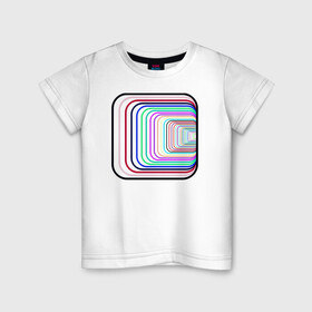 Детская футболка хлопок с принтом Иллюзия (Квадрат) в Белгороде, 100% хлопок | круглый вырез горловины, полуприлегающий силуэт, длина до линии бедер | диско | зрение | иллюзии | квадрат | куб | обман | полосы | радуга | узор | шар | шахматы