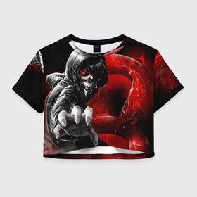 Женская футболка Crop-top 3D с принтом Kaneki Ken Kakuja в Белгороде, 100% полиэстер | круглая горловина, длина футболки до линии талии, рукава с отворотами | Тематика изображения на принте: anime | kaneki ken | tokyo ghoul | tokyo ghoul: re | аниме | анимэ | гули | джузо сузуя | канеки кен | кузен йошимура | наки | нишики нишио | ре | ренджи йомо | ризе камиширо | токийский гуль | тоука киришима | ута