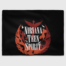 Плед 3D с принтом NIRVANA TEEN SPIRIT в Белгороде, 100% полиэстер | закругленные углы, все края обработаны. Ткань не мнется и не растягивается | Тематика изображения на принте: art | cobain | curt | girl | grunge | metal | music | nirvana | punk | rock | spiritm | usa | гранж | группа | кобэйн | курт | метал | музыка | нирвана | панк | рисунок | рок | сша