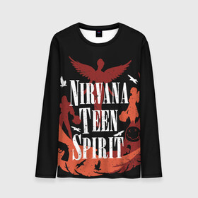 Мужской лонгслив 3D с принтом NIRVANA TEEN SPIRIT в Белгороде, 100% полиэстер | длинные рукава, круглый вырез горловины, полуприлегающий силуэт | art | cobain | curt | girl | grunge | metal | music | nirvana | punk | rock | spiritm | usa | гранж | группа | кобэйн | курт | метал | музыка | нирвана | панк | рисунок | рок | сша