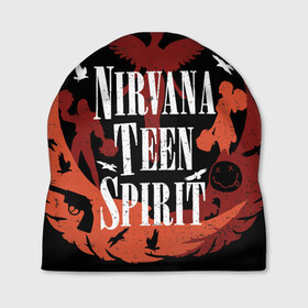 Шапка 3D с принтом NIRVANA TEEN SPIRIT в Белгороде, 100% полиэстер | универсальный размер, печать по всей поверхности изделия | art | cobain | curt | girl | grunge | metal | music | nirvana | punk | rock | spiritm | usa | гранж | группа | кобэйн | курт | метал | музыка | нирвана | панк | рисунок | рок | сша