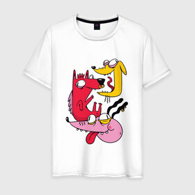 Мужская футболка хлопок с принтом Crazy Dogs Безумный собаки в Белгороде, 100% хлопок | прямой крой, круглый вырез горловины, длина до линии бедер, слегка спущенное плечо. | art | cartoon | cringe | dog | frenzy | insane | insanity | madness | psycho | punk | punks | punks dead | vintage | арт | безумие | винтаж | иллюстрация | крезанутые | крейзи | кринж | мультяшные | мэднесс | панк | панки | псих | психи | соб