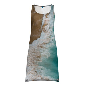 Платье-майка 3D с принтом Пляж beach в Белгороде, 100% полиэстер | полуприлегающий силуэт, широкие бретели, круглый вырез горловины, удлиненный подол сзади. | beach | coast | embankment | sand | sea | seaside | summer | берег | взморье | лето | море | набережная | песок | пляж | побережье