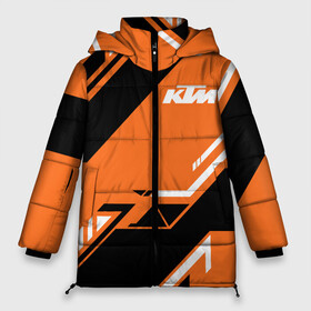 Женская зимняя куртка Oversize с принтом KTM КТМ SPORT в Белгороде, верх — 100% полиэстер; подкладка — 100% полиэстер; утеплитель — 100% полиэстер | длина ниже бедра, силуэт Оверсайз. Есть воротник-стойка, отстегивающийся капюшон и ветрозащитная планка. 

Боковые карманы с листочкой на кнопках и внутренний карман на молнии | enduro | ktm | moto | moto sport | motocycle | orange | sportmotorcycle | ктм | мото | мото спорт | мотоспорт | оранжевый | спорт мото