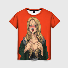 Женская футболка 3D с принтом Ahegao Цунаде в Белгороде, 100% полиэфир ( синтетическое хлопкоподобное полотно) | прямой крой, круглый вырез горловины, длина до линии бедер | ahegao | anime | anime girl | ахегао | девушка | охегао | семпай | цунаде | цунадэ