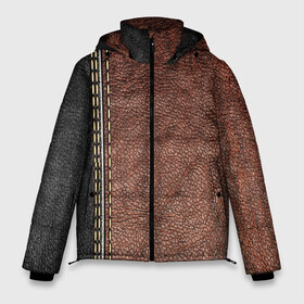 Мужская зимняя куртка 3D с принтом Текстура Кожи в Белгороде, верх — 100% полиэстер; подкладка — 100% полиэстер; утеплитель — 100% полиэстер | длина ниже бедра, свободный силуэт Оверсайз. Есть воротник-стойка, отстегивающийся капюшон и ветрозащитная планка. 

Боковые карманы с листочкой на кнопках и внутренний карман на молнии. | Тематика изображения на принте: black and gray | leather | skin | кожа | текстура | шов