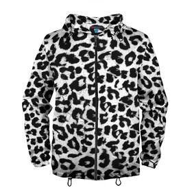 Мужская ветровка 3D с принтом Снежный Барс в Белгороде, 100% полиэстер | подол и капюшон оформлены резинкой с фиксаторами, два кармана без застежек по бокам, один потайной карман на груди | cheetah | leopard | wool | барс | леопард