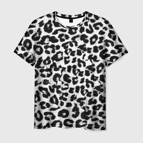 Мужская футболка 3D с принтом Снежный Барс в Белгороде, 100% полиэфир | прямой крой, круглый вырез горловины, длина до линии бедер | Тематика изображения на принте: cheetah | leopard | wool | барс | леопард