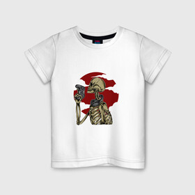 Детская футболка хлопок с принтом GAMING 4EVER в Белгороде, 100% хлопок | круглый вырез горловины, полуприлегающий силуэт, длина до линии бедер | game | джостик | игры | контролер | кости | луна | наушники | облака | скелет | уши | череп