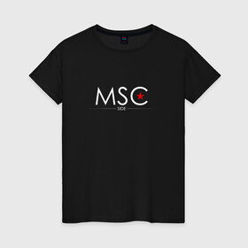 Женская футболка хлопок с принтом MSCside collection | MSC (2021) в Белгороде, 100% хлопок | прямой крой, круглый вырез горловины, длина до линии бедер, слегка спущенное плечо | 0x000000123 | moscow | moscow side | mscside | москва