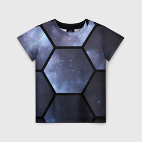 Детская футболка 3D с принтом Неон в космосе в Белгороде, 100% гипоаллергенный полиэфир | прямой крой, круглый вырез горловины, длина до линии бедер, чуть спущенное плечо, ткань немного тянется | геометрия неона | неон | неоновая палитра | неоновая пятиугольная | неоновые звезды
