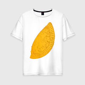 Женская футболка хлопок Oversize с принтом Сочный чебурек в Белгороде, 100% хлопок | свободный крой, круглый ворот, спущенный рукав, длина до линии бедер
 | бабрбук | байкал