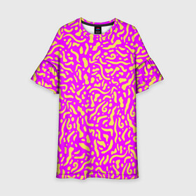 Детское платье 3D с принтом Абстрактные узоры в Белгороде, 100% полиэстер | прямой силуэт, чуть расширенный к низу. Круглая горловина, на рукавах — воланы | Тематика изображения на принте: abstract | military | neon | pattern | pink | purple | texture | абстракция | бактерии | волны | восточные | гламур | желтые узоры | камуфляж | кудрявые | милитари | нежные | неоновые | орнамент | паттерн | пятна | резьба
